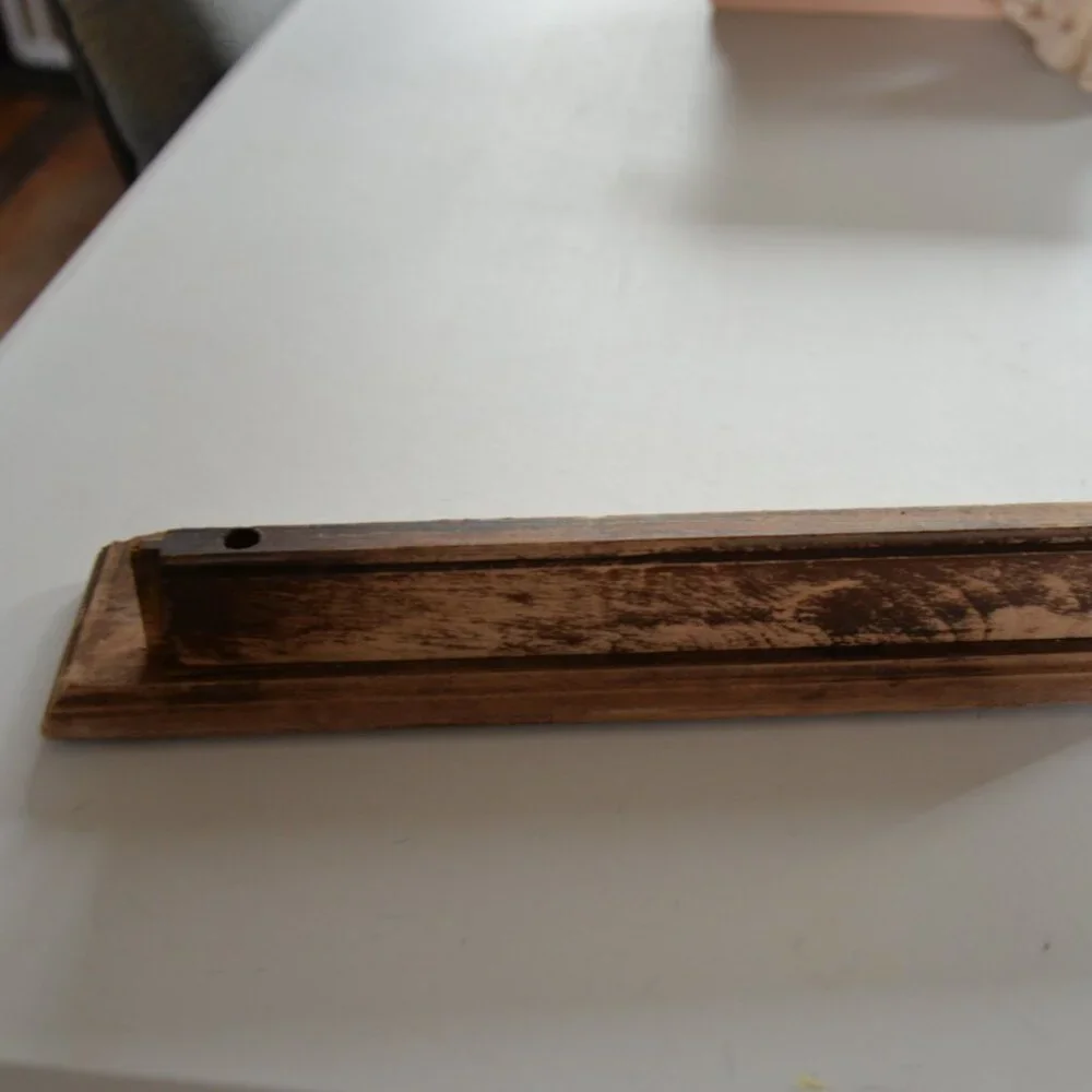 antique old primitive wall shelf solid wood ledge spice rack tigerwood ?